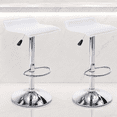 thumbnail image 1 of Adjustable Backless PU Leather Bar Stools Set of 2, 360° Swivel Counter Height Bar Stools with Footrest, Modern Armless Kitchen Island Chairs (White, Silver Base), 1 of 9
