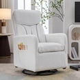 thumbnail image 1 of Modern Swivel Rocking Chair, Teddy Fabric Gilder Chair with Pocket and Tufted Back, 360 ° Degree Living Room Chair with 300 LBS Capacity for Home, 1 of 7