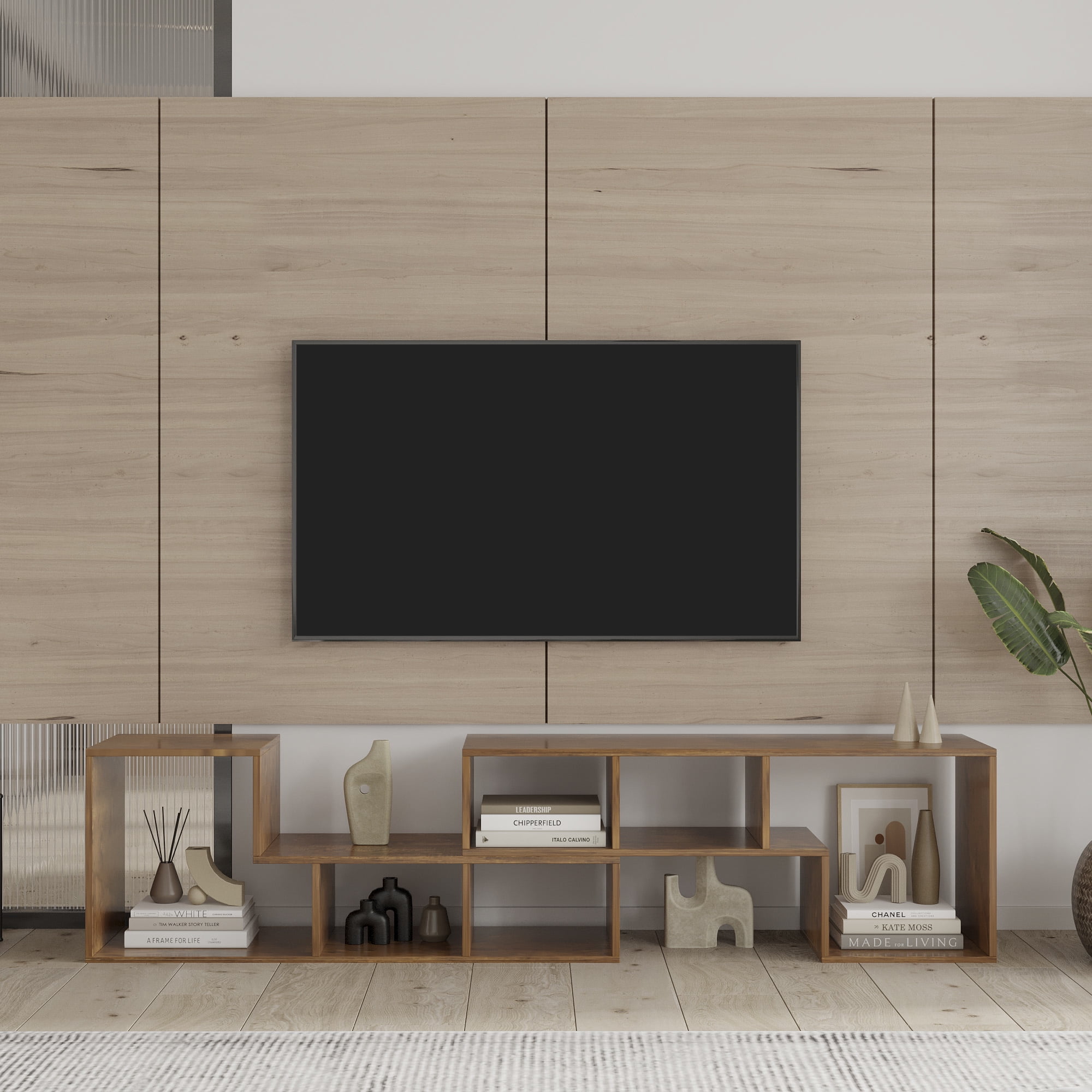 Modern TV for 65 Inch TV, Double LShaped TV Stand, Large
