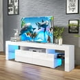 thumbnail image 1 of Modern TV Cabinet for 70 Inch TV, Large Television Stand with 16 Color LED Light, Console TV Cabinet with 2 Drawers, TV Cabinet for Living Room, Bedroom, 1 of 11