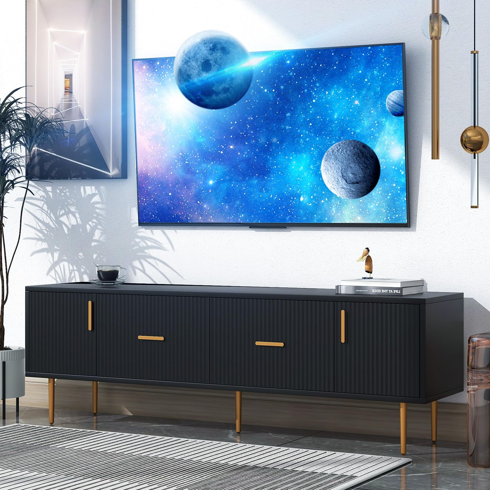 Modern TV Console for TVs up to 70 Inch, Minimalist TV Stand with