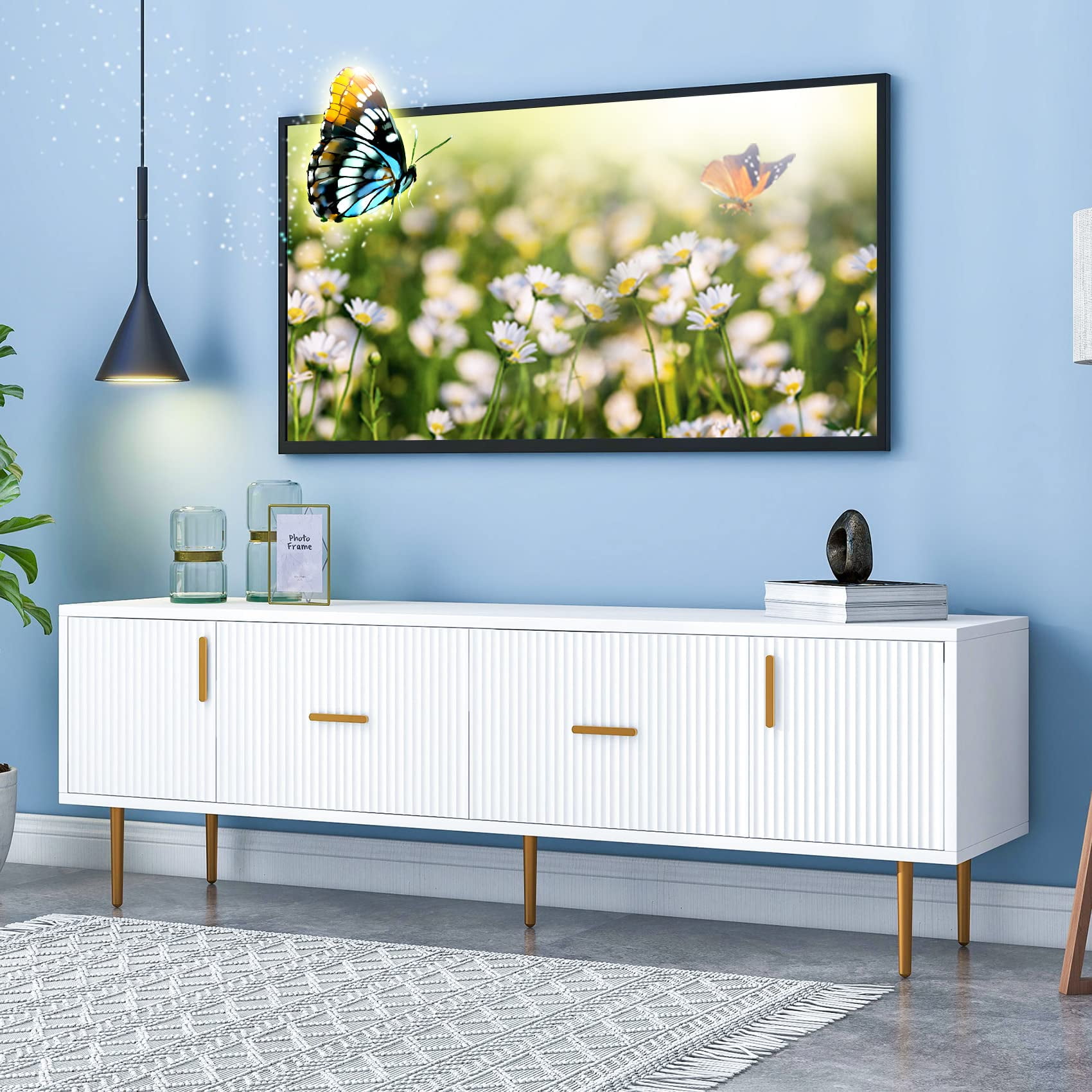 Modern TV Console for TVs up to 70 Inch, Minimalist TV Stand with