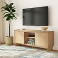 thumbnail image 1 of Modern TV Stand, 2 Door w/ Middle Shelf  (1499 x 406 x 635mm / 59 x 16 x 25in), Blonde, 1 of 9