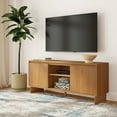thumbnail image 1 of Modern TV Stand, 2 Door w/ Middle Shelf  (1499 x 406 x 635mm / 59 x 16 x 25in), Pecan, 1 of 10