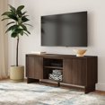 thumbnail image 1 of Modern TV Stand, 2 Door w/ Middle Shelf  (1499 x 406 x 635mm / 59 x 16 x 25in), Walnut, 1 of 10