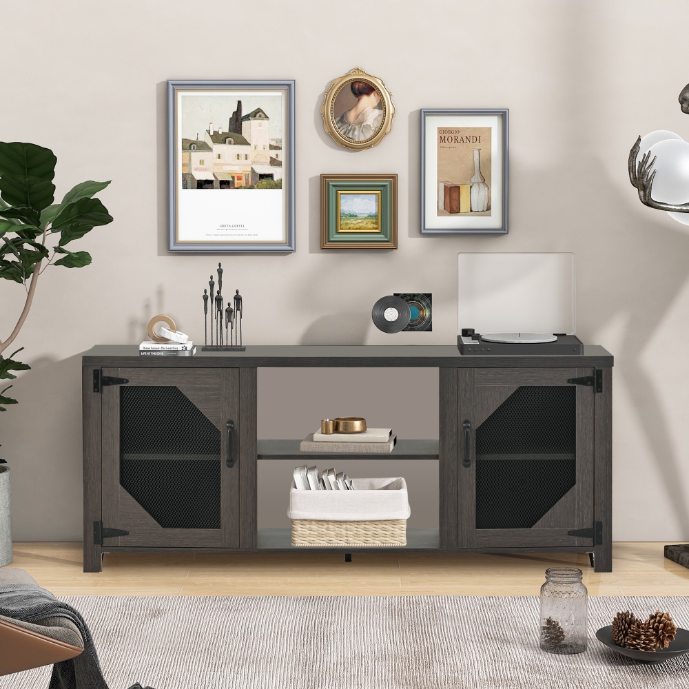 Modern TV Stand for 65 Inch TV with 2 Industrial Entertainment