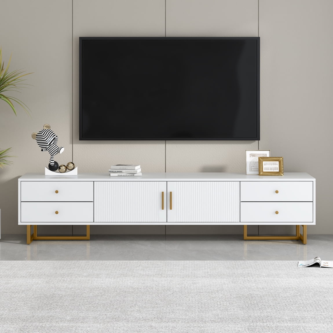 Low white media console discount