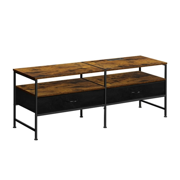 Modern TV Stand for 65 Inch TV Medieval Entertainment Center with Locker TV Console with Open Shelf and 2 Cabinets for Bedroom and Living Room, TV Stand with Metal Tripod,brown