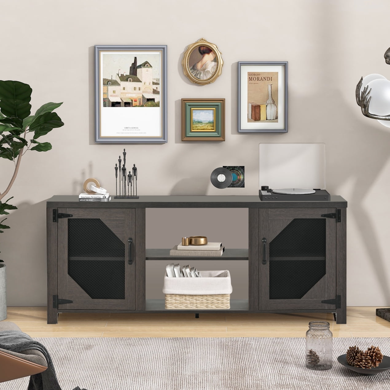 Modern TV Stand for 65'' TV,TV Console Table with 3 Levels Adjustable