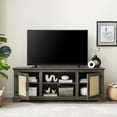 thumbnail image 1 of Modern TV Stand for 70 Inch TV, Large Entertainment Center TV Console With 2 Rattan Doors Cabinet & 2 Open Shelves, Multifunctional Sideboard Buffet For Kitchen, 1 of 7