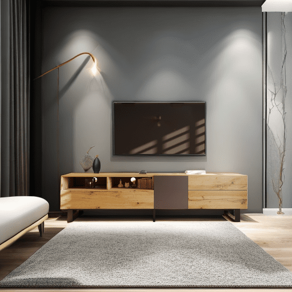 Modern TV Stand for 80'' TV with Double Storage Space, Media Console Table, Entertainment Center with Drop Down Door for Living Room, Bedroom, Home Theatre