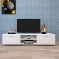 thumbnail image 1 of Modern TV Stand, TV Cabinet with 2-Tier Open Shelves and Double Doors with Storage, for TVs up to 70 inch, Wood Media Entertainment Center Console Table for Living Room, Bedroom, White, D4675, 1 of 10