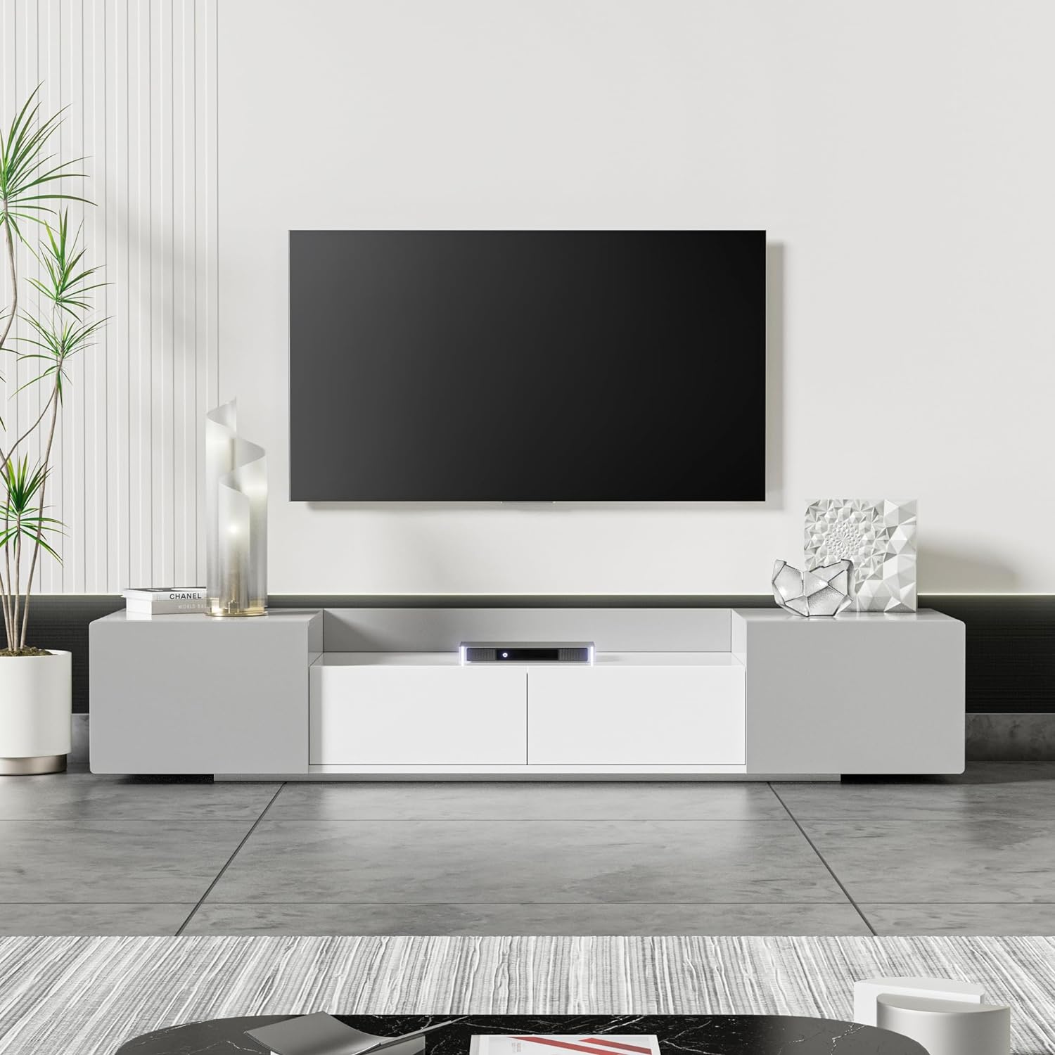 Modern TV Stand with Drawers, Minimalist Entertainment Center for TVs