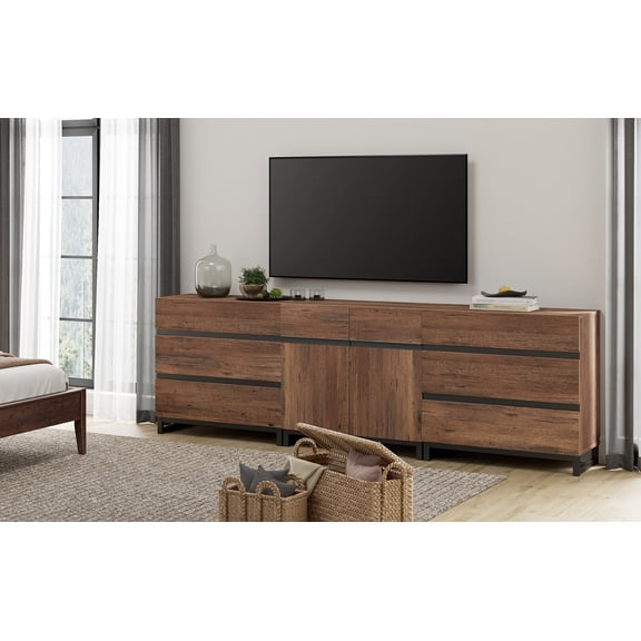 Modern TV Stand For Tvs Up To 100 Inch, 3-In-1 TV Console With Adjustable Shelves And 6 Drawers, Media Console For Living Room And Bedroom,Brown