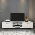 thumbnail image 1 of Modern TV Stand for TVs up to 70 inch, Wood TV Cabinet with Double Doors with Storage and 2 Open Shelves, Media Entertainment Center Console Table, for Living Room, Bedroom, White, D4665, 1 of 10