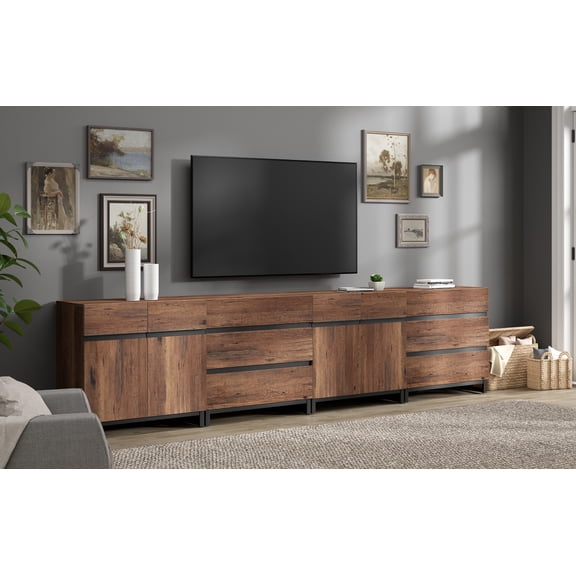 Modern TV Stand For Tvs Up To 120 Inches, 4-In-1 Entertainment Console With 6 Drawers And Adjustable Shelves, Media Cabinet For Living Room Or Bedroom,Brown