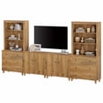 thumbnail image 1 of Modern TV Stand and Bookcase Set for 75 Inches TVs, Wall Unit Entertainment Center with Drawers & Doors for Living Room,Oak Brown, 1 of 11