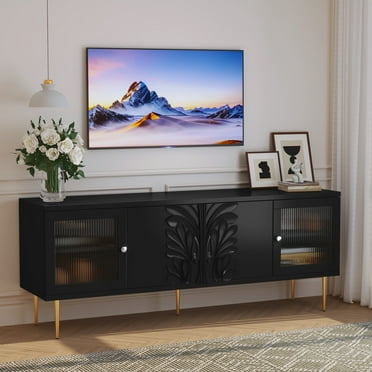 CBJCBJ Modern TV Stand for 70" TV, TV Console Cabinet with Storage, Entertainment Center for Living Room, Black