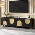 thumbnail image 1 of Modern TV Stand for 75 Inch TV, Media Entertainment Center with 4 Rebound Doors, 70" Wood TV Console Table for Living Room, Black, 1 of 7