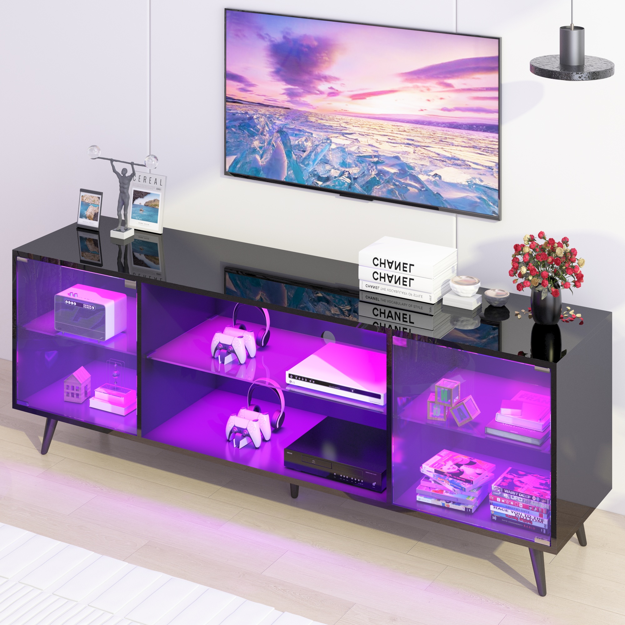 casual-contemporary-metal-tv-console-with-bracket-black-walmart