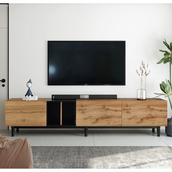 Modern TV Stand for Large TVs | Supports 80-inch TVs, Living Room Decor | MDF Material for Longevity | Easy Access to Stored Items