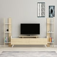 thumbnail image 1 of Modern TV Stand for TVs up to 40" with 2 Extra Shelves, Oak & White Entertainment Center with Sound Bar Shelf, 1 of 4