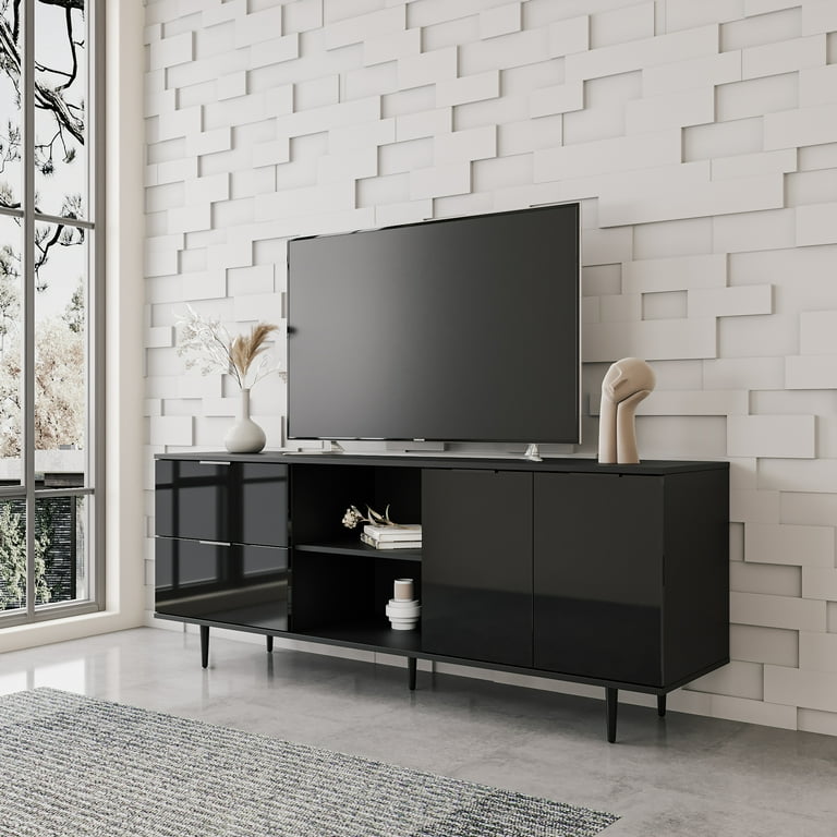 Modern TV Stand for TVs up to 65 Inch Wood Entertainment Center Storage Cabinet with Doors Drawers Open Shelves for Living Room Bedroom