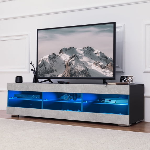 Modern TV Stand with RGB LED Light Entertainment Center Media Console TV Unit for Up to 65 Inch TV