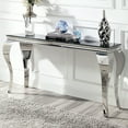 thumbnail image 1 of Modern Table For Interior, Black Tempered Glass Top And Silver Metal Legs Contemporary Interior Table, With Stainless Steel -style, 1 of 5