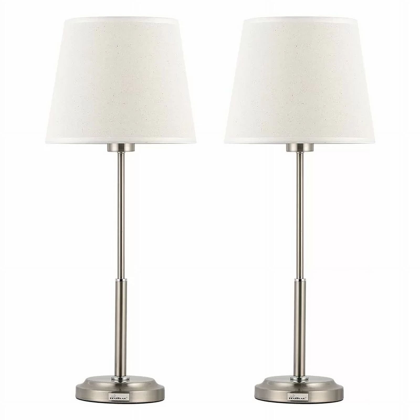 Modern Table Lamp, Bedside Lamp Metal Table Lamp with Round Base (Set of 2) Silver