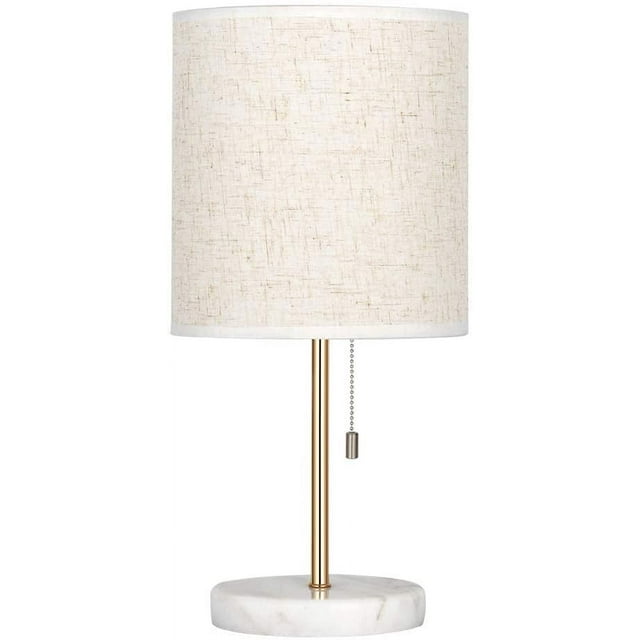 Modern Table Lamp, Bedside Lamp, White Marble Base and Fabric Shade