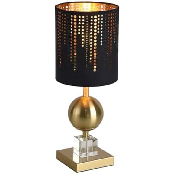 Modern Table Lamp with Black Linen Shade, E26 Base, Golden Metal Body, 17" Tall Bedside Desk Lamp for Bedroom, Living Room, Office Bulb Not Included$$Tools & Hardware Other