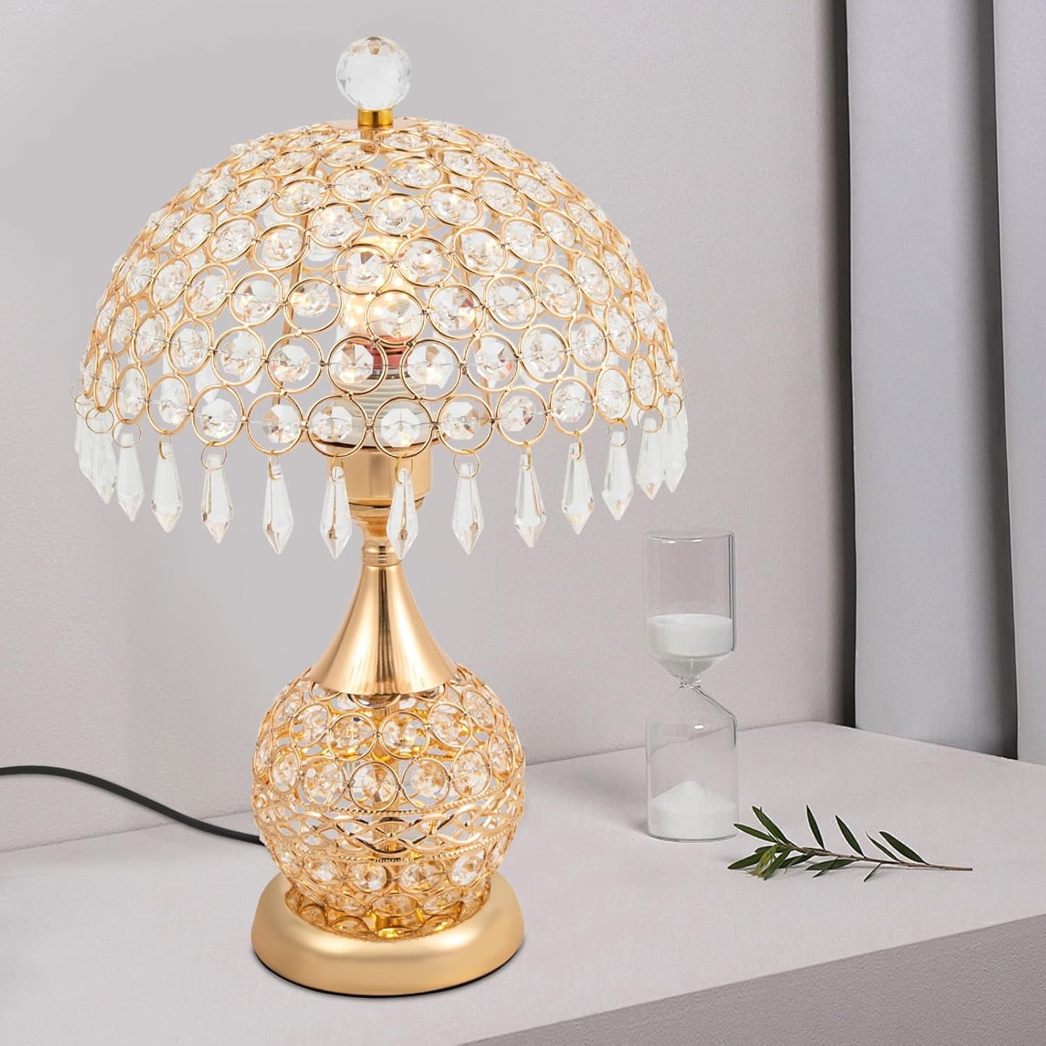 Modern Table Lamp French Gold Clear Crystal Bedside Table Lamp, Luxury ...