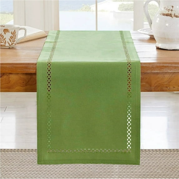 Modern Table Runner Linen Table Runner Washable Openwork Design Ideal for Holiday Party Decor,Dining Table,Restaurant, Christmas