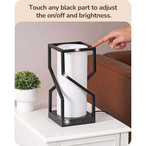 Modern Table with Touch Control, USB Port & 3-Stage Dimmable Light for Bedroom, Living Room