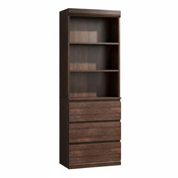 Modern Tall Bookcase with 3 Drawers & 3-Tier Open Shelves – Deep Storage Organizer – Wooden Bookshelf for Office, Living Room, Library – 70" Height – Pure White