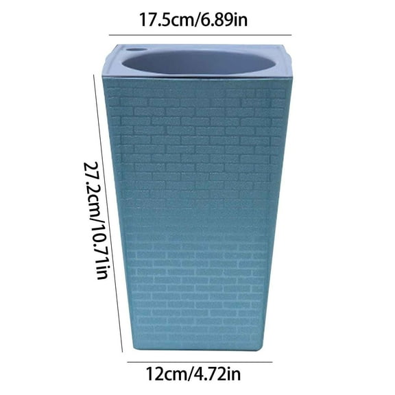 Modern Tall Planters with Drainage Holes | Indoor & Outdoor Self-Watering Brick-Textured Planter | Square Large Flower Pot for Home, Office, Porch, Deck