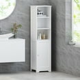 thumbnail image 1 of Modern Tall Slim Bathroom Cabinet with 3 Shelves and Door Space Saving Floor Standing Linen Storage for Small Bathrooms and Living Rooms 15" W x 15.75" D x 63" H White, 1 of 9