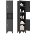 thumbnail image 1 of Modern Tall Slim Metal Cabinet with Adjustable Shelves & Doors, Open & Closed Storage, Adjustable Feet for Kitchen, Bathroom, Living Room, Apartment - Sturdy & Easy Assembly，Black, 1 of 6