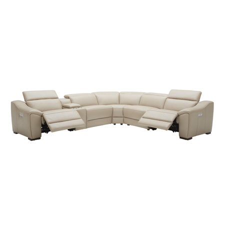 Modern Tan Premium Italian Leather 6 Pcs Recliner Sectional J&M Nova
