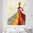thumbnail image 1 of Modern Tapestry, African Girl Posing with a Dress of Different Design Patterned Image Artful Print, Wall Hanging for Bedroom Living Room Dorm Decor, 60W X 80L Inches, Multicolor, by Ambesonne, 1 of 1
