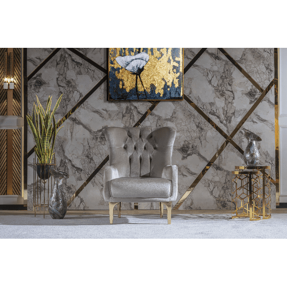 Modern Taupe Chair - 1-Piece with Solid Wood Frame & Non-Slip Pads