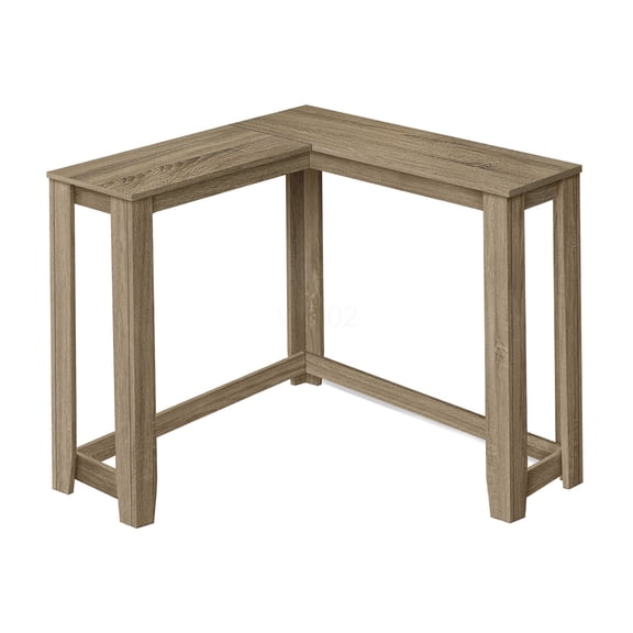 Modern Taupe Laminate Corner Console Table for Entryway, Narrow Accent Table for Living Room or Bedroom