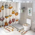 thumbnail image 1 of Modern Teacups 4 Pcs Shower Curtain Sets with Non-Slip Rugs Toilet Lid Cover and Bath Mat, Modern Simple Luxury Cup Bathroom Decor Set Waterproof Shower Curtains with 12 Hooks, 1 of 8