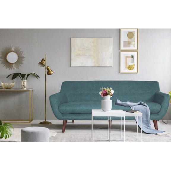 Bedroom Modern Teal Fabric 220cm Sofa with Solid Wood Frame