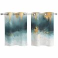 thumbnail image 1 of Modern Teal Gold Kitchen Curtains Small Short 39 Inch Length, Abstract Geometric Lines Grommet Top Bedroom Living Room Curtains, Light Filtering Cafe Curtain Drapes 2 Panels Set 55''x39'', 1 of 9