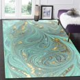 thumbnail image 1 of Modern Teal Gold Liquid Abstract Marble Swirl Area Rug For Living Room Bedroom Dining Room Soft Thick Home Office Carpet No-Slip Kitchen Laundry Hallway Entryway Runner Rug 5 x 6ft, 1 of 6