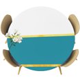 thumbnail image 1 of Modern Teal Gold Round Tablecloth 45-54 Inch Round Fitted Table Cloth with Elastic Edge, Minimalist Geometric Yellow Striped Waterproof Table Cover Protector for Outdoor Picnic Party Dining, 1 of 9