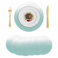 thumbnail image 1 of Modern Teal Green Round 13 Inch Placemats Set of 6, Abstract Ombre Geometric Morocco HeatResistant Non Slip Place Mats for Dining Table, Wipeable Braided Kitchen Table Mats for Housewarming, 1 of 9