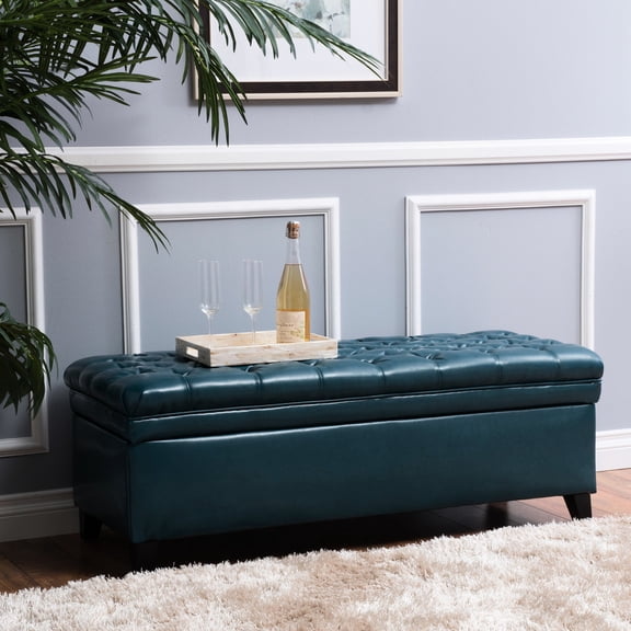 Modern Teal PU Storage Ottoman - In Dens, Stores Magazines